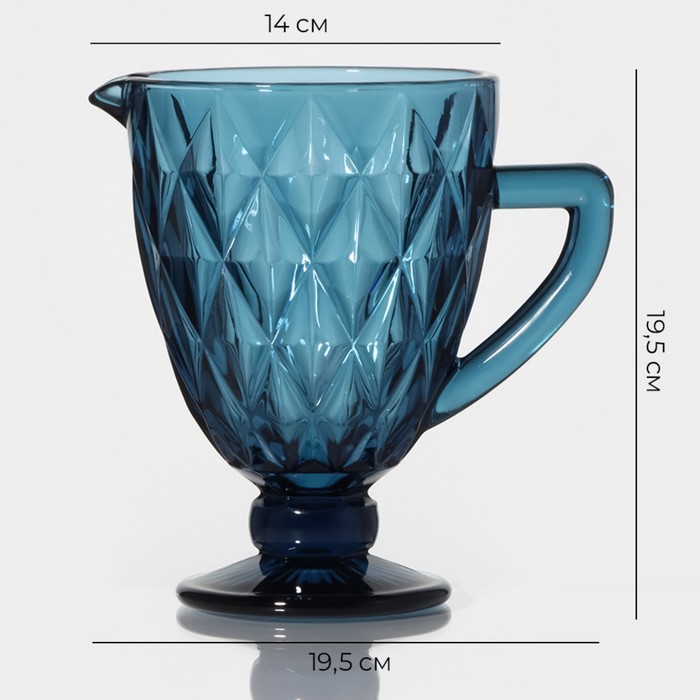 Кувшин стеклянный Magistro «Круиз», 1,1 л, цвет синий - фото 1909747617
