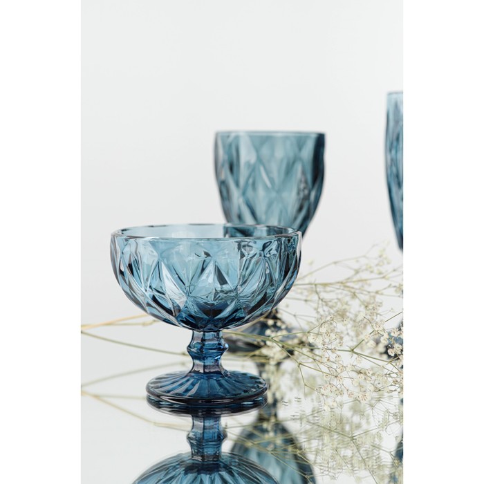 Креманка стеклянная Magistro «Круиз», 350 мл, d=12 см, цвет синий - фото 1883260049