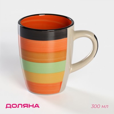 Кружка керамическая Доляна «Индия», 300 мл, цвет оранжевый