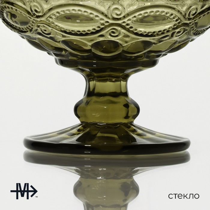 Креманка стеклянная Magistro «Ла-Манш», 350 мл, 12×10,5 см, цвет зелёный - фото 1905367785