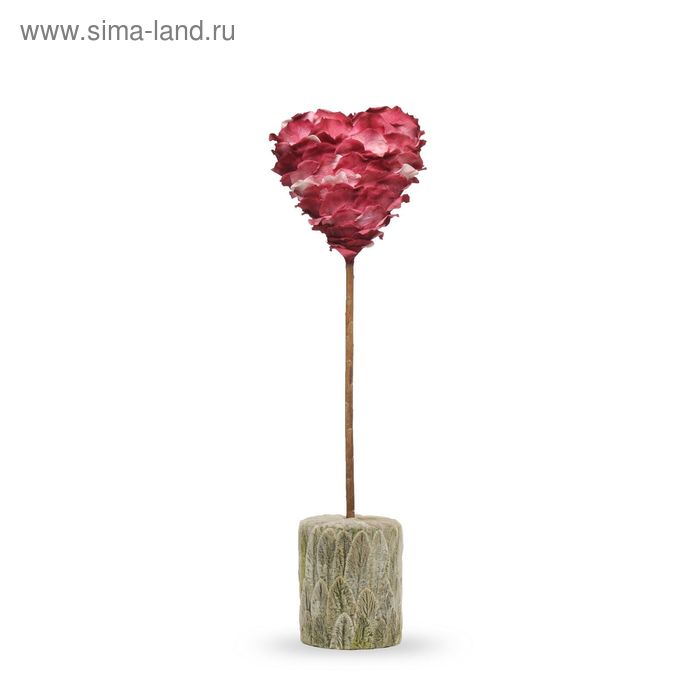 Декоративная композиция "Сердце" из лепестков роз и чистеца, 12,5 х 12,5 х 49 см, розово-белый - Фото 1
