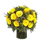 Декоративная композиция "Праздник цвета" из лаванды 25 средних бутонов роз, 19 см, желтый - Фото 1