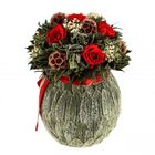 Декоративная композиция "Бомбоньер" большой, 20 х 20 х 24 см, бутоны роз красные - Фото 1