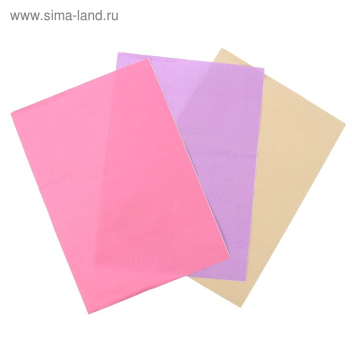 Ткань на клеевой основе для скрапбукинга (набор 3 листа) "Цветная" 20х28 см - Фото 1