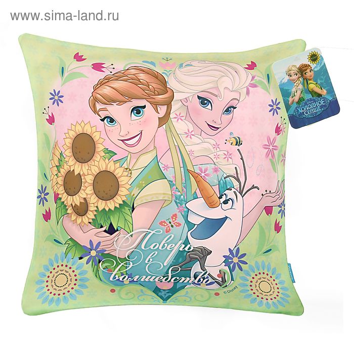 Наволочка декоративная Холодное сердце "Поверь в волшебство", 40х40 см, 100% п/э велюр - Фото 1