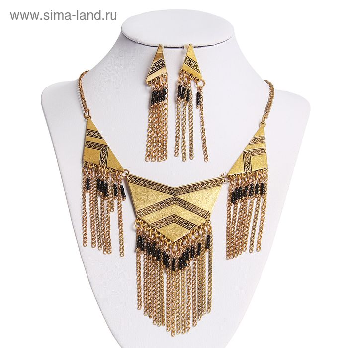 Набор 2 предмета: серьги, колье «Мифы Египта», цвет черный в чернёном золоте - Фото 1