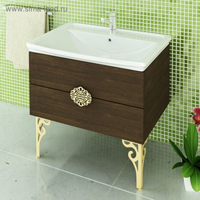 Тумба Comforty с раковиной Римини 80, без ножек, цвет венге, 56х80х46 см - Фото 1