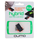 Флешка OTG Qumo Hybrid, 8 Гб, USB2.0, USB/microUSB, чт до 25 Мб/с, зап до 15 Мб/с - Фото 2