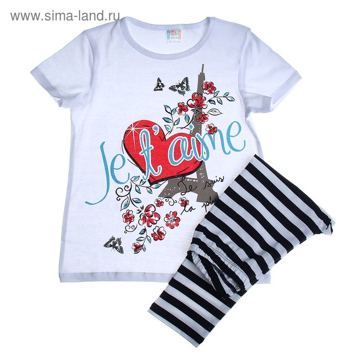 Комплект домашний для девочки (футболка, штаны ), рост 134 см (68), цвет белый - Фото 1