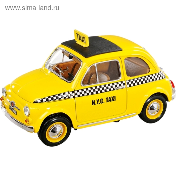 Машинка коллекционная Bburago Fiat 500 Taxi, масштаб 1:18, металлическая - Фото 1