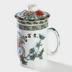 Кружка с ситом «Птицы в пионах», 300 мл, керамика, белая - Фото 5