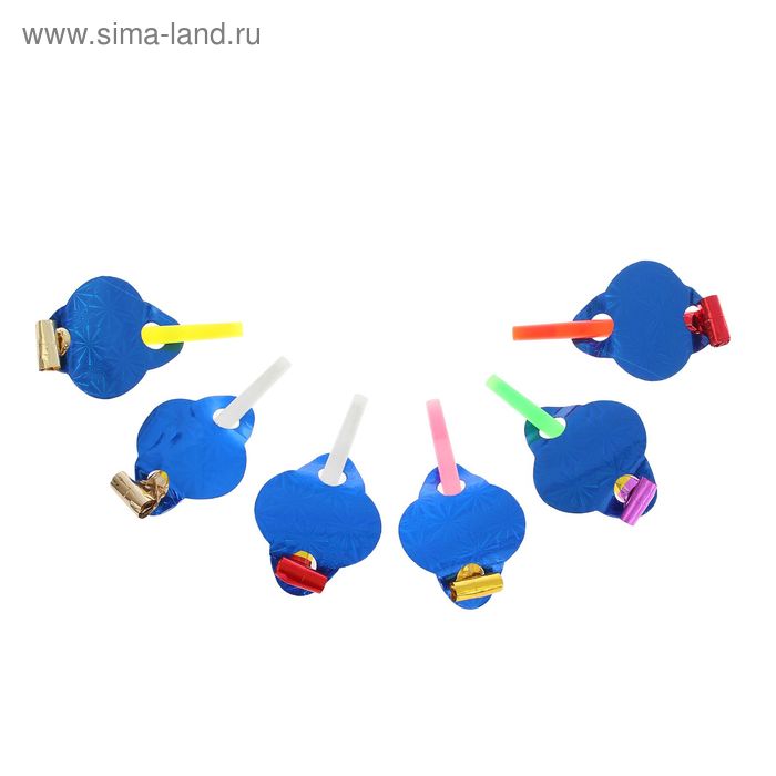 Карнавальный язычок "Голография" (набор 6 штук), цвет синий - Фото 1
