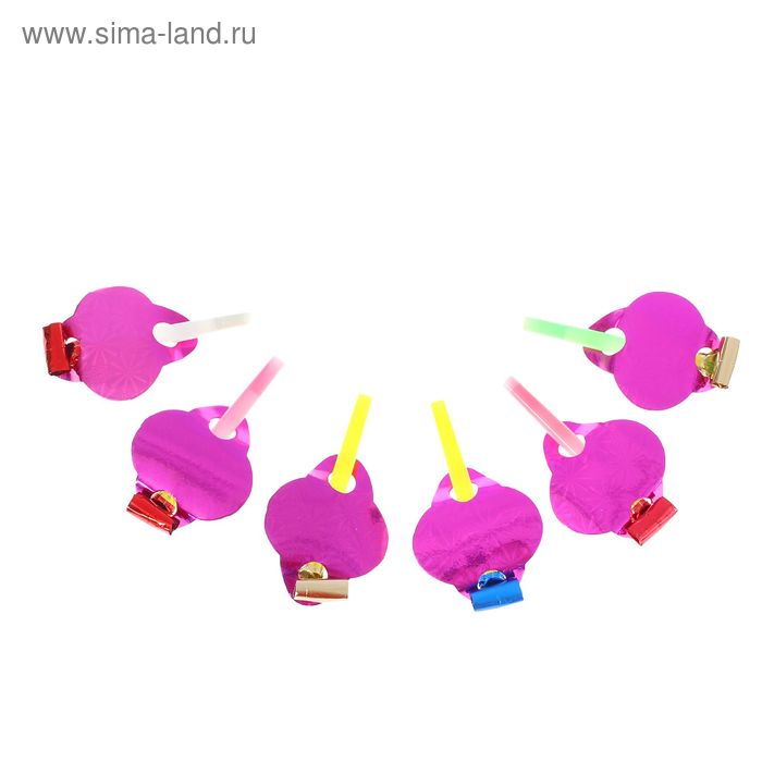 Карнавальный язычок "Голография" (набор 6 шт), цвет розовый - Фото 1