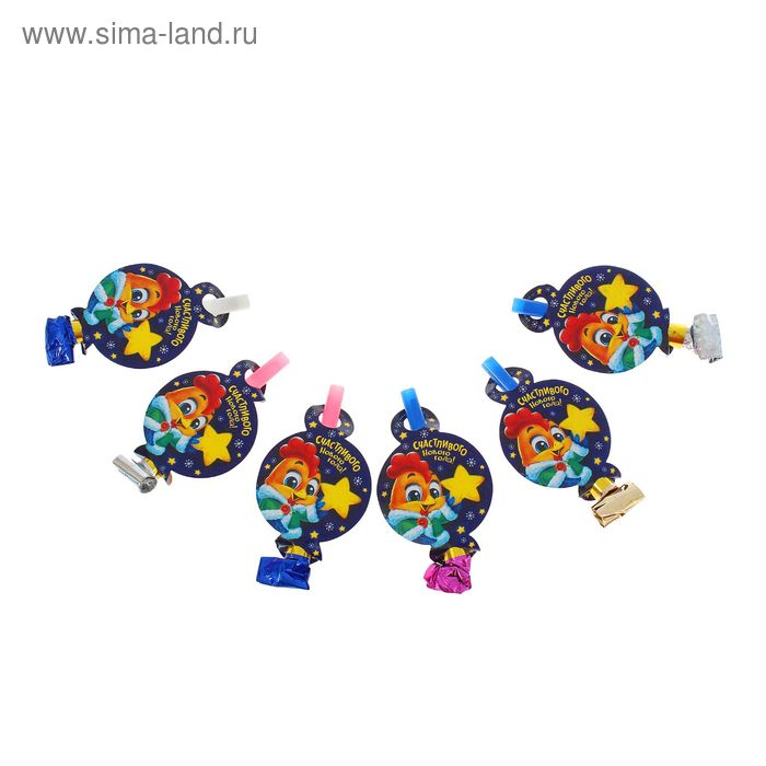 Язычок кругляш d=7 см «Счастливого Нового года» (набор 6 шт.) - Фото 1