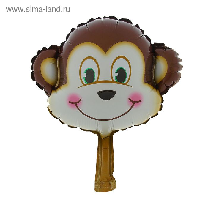 Шар фольгированный 10" «Голова обезьяны» для палочки, с клапаном, мини - Фото 1