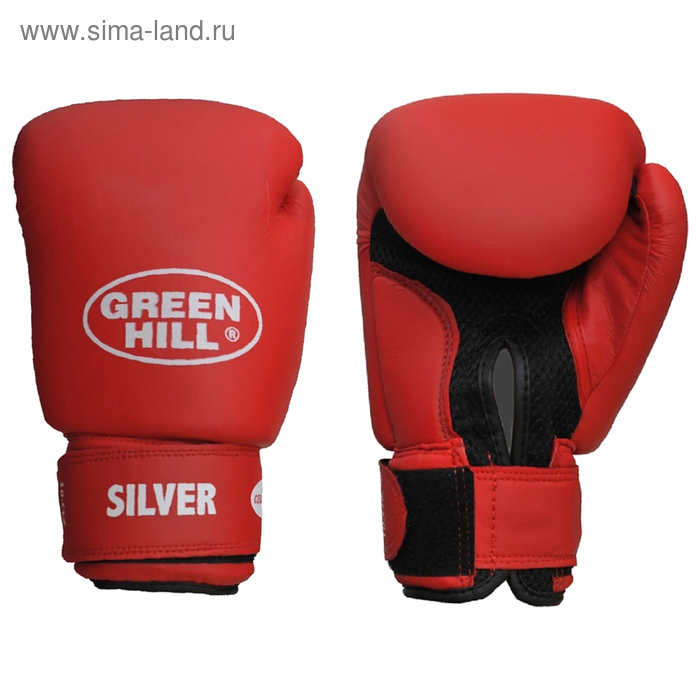 Боксёрские перчатки Silver, 6 униций, цвет красный - Фото 1
