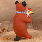 Дымковская игрушка "Медведь с цветком, с петухом, с гармонью", 11 см,  микс - фото 9546232