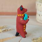 Дымковская игрушка "Медведь с цветком, с петухом, с гармонью", 11 см,  микс - фото 24418108