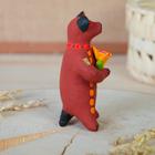 Дымковская игрушка "Медведь с цветком, с петухом, с гармонью", 11 см,  микс - фото 24418111