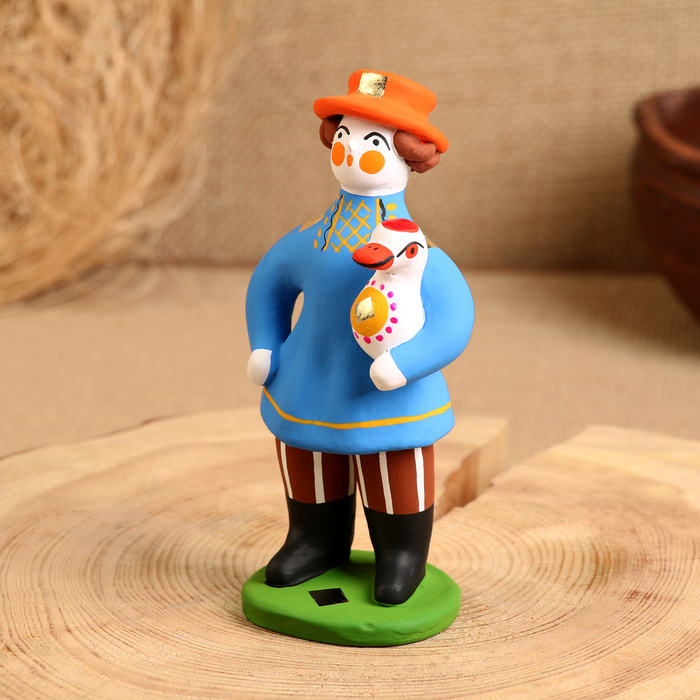 Дымковская игрушка «Мужик с подарком», микс - фото 1883260310