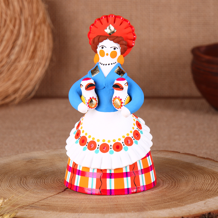 Дымковская игрушка "Крестьянка с утками", 16 см, микс - фото 1883260368
