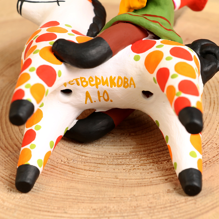 Дымковская игрушка "Всадник с гармошкой", 16 см - фото 1905368109