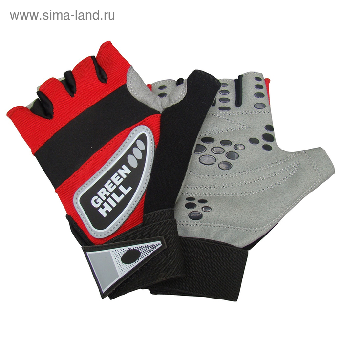 Перчатки тяжелоатлетические, велосипедные, размер L, цвет красный/черный/серый - Фото 1
