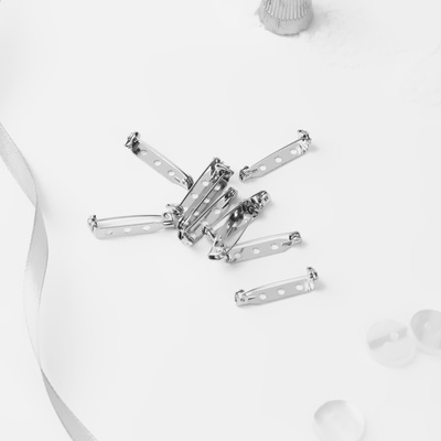 Основа для броши, 3 отверстия, 27 мм, 10 шт., цвет серебряный