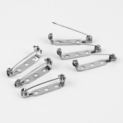 Основа для броши, 3 отверстия, 27 мм, 10 шт., цвет серебряный