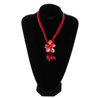 Колье 27х4,5х1,5 см "Красный бутон"