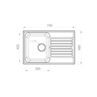 Мойка кухонная из камня Granfest ECO-78, 740х480 мм, цвет серый - Фото 4