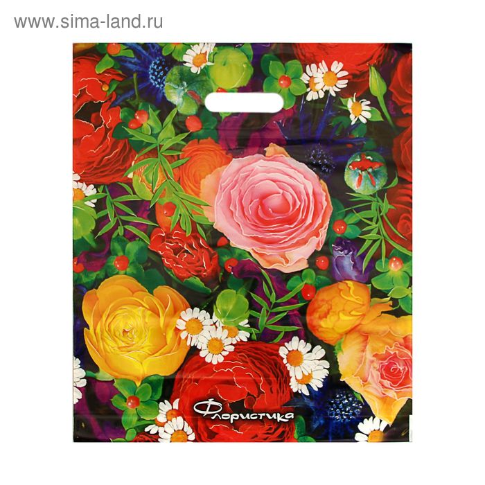 Пакет "Флористика", полиэтиленовый с вырубной ручкой, 40 х 47 см, 45 мкм - Фото 1