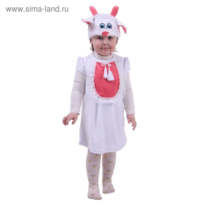 Карнавальный костюм для девочки от 1,5-3-х лет "Овечка с колокольчиками", велюр, сарафан, шапка - Фото 1