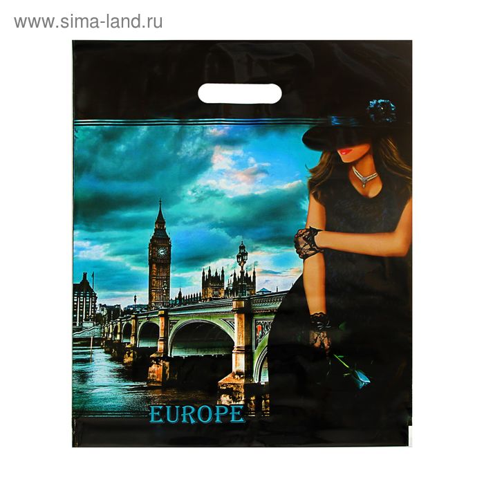 Пакет "Европа", полиэтиленовый с вырубной ручкой, 38х47 см, 60 мкм - Фото 1