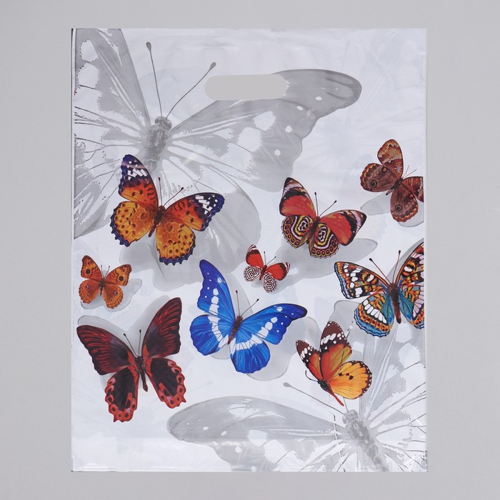 Пакет "Бабочки", полиэтиленовый с вырубной ручкой, 40 х 47 см