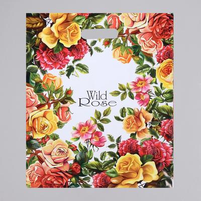 Пакет «Дикая роза», полиэтиленовый с вырубной ручкой, 80 мкм, 40×50 см