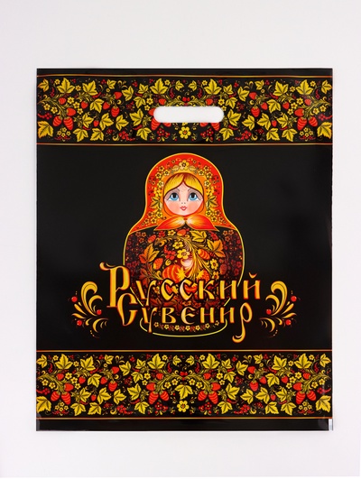 Пакет «Матрешка», полиэтиленовый с вырубной ручкой, 38×47 см, 60 мкм