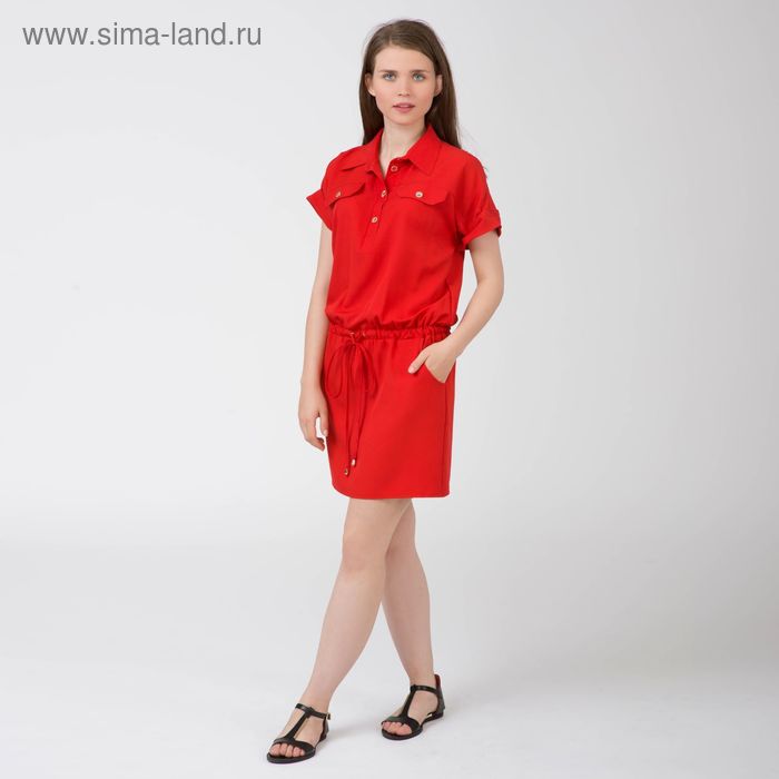 Платье-рубашка женское, цвет красный, размер 44, рост 168 - Фото 1