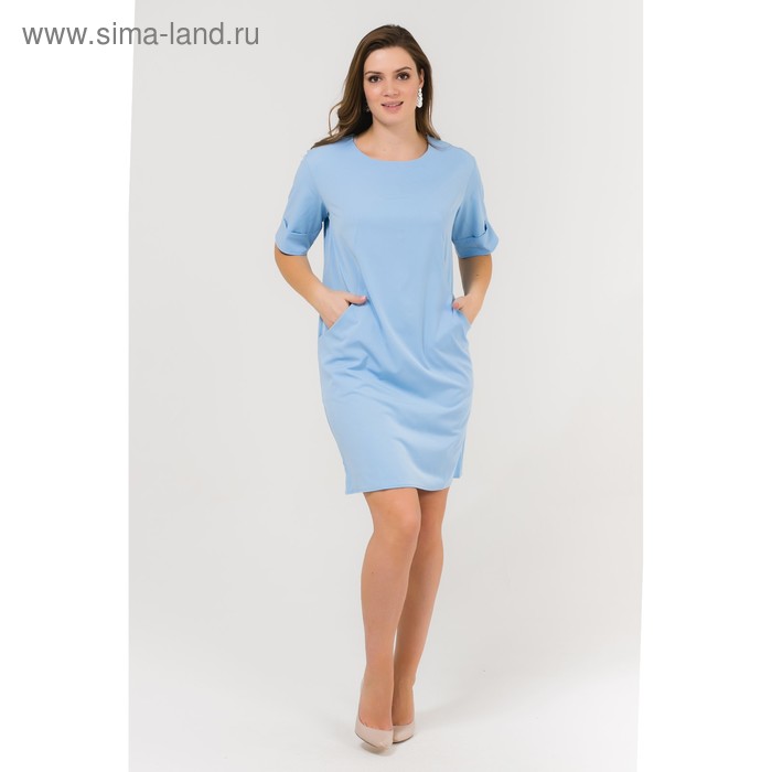 Платье женское, размер 52, рост 168, цвет голубой (арт. 17249 С+) - Фото 1