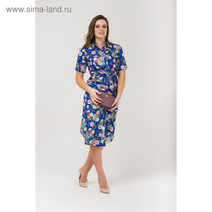 Платье-рубашка женское, цвет электрик, размер 52, рост 168 - Фото 1