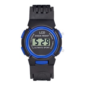 Часы наручные электронные детские 'Спорт', ремешок силикон, l-23 см, синие