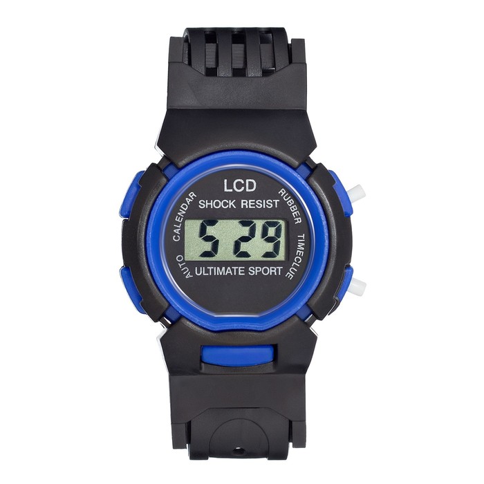 Часы наручные электронные детские "Спорт", ремешок силикон, l-23 см, синие - Фото 1