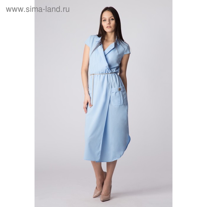 Платье с запахом женское, цвет голубой, размер 48, рост 168 - Фото 1
