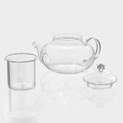 Заварочный чайник «Валенсия с розой», 600 мл, стеклянное сито, прозрачный