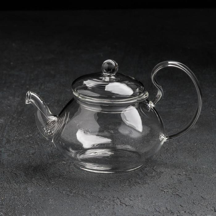 Чайник стеклянный заварочный с металлическим ситом «Элегия», 250 мл - Фото 1