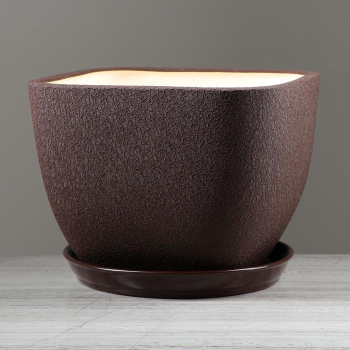 Горшок для цветов "Ноктюрн" шёлк, шоколадный цвет, 11,5 л - Фото 1