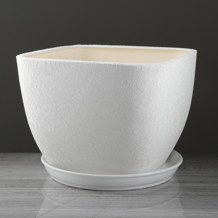 Горшок для цветов "Ноктюрн", шёлк, белый, 11.5 л - Фото 1
