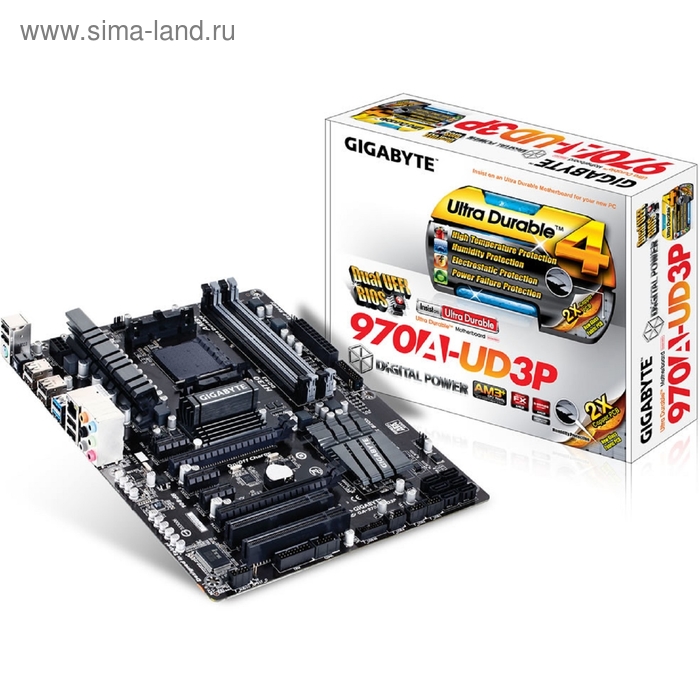 Материнская плата Gigabyte GA-970A-UD3P, Soc-AM3+, AMD 970, 4xDDR3, ATX, Ret - Фото 1