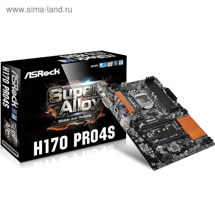 Материнская плата Asrock H170 Pro4S, Soc-1151, Intel H170, 4xDDR4, ATX, Ret - Фото 1