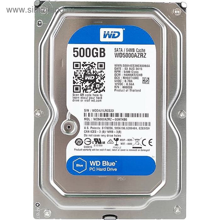 Жесткий диск WD Blue 500Gb (WD5000AZRZ) SATA-III - Фото 1